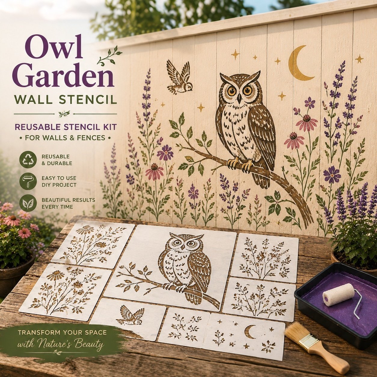 🔥Last Day 49% OFF - 🌿Garden Bloom Wall Stencil Kit | DIY Garden Painting Templates for Every Space