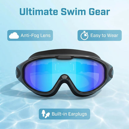 【Creator’s Pick】MARISUN Goggles Swimming Adult Swim-Goggles: Wide View with UV400 Protection Anti Fog No Leak for Men and Women 3 Pack fit outdoorfun Swim Kit Nose Clips Swim Glasses summerwins
