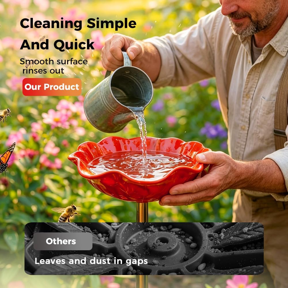 Rovinao™ 🌟Last Day Promotion🎁Handmade Metal Flower Garden Stake Bird Bath