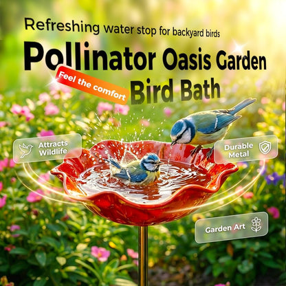 Rovinao™ 🌟Last Day Promotion🎁Handmade Metal Flower Garden Stake Bird Bath