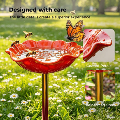 Rovinao™ 🌟Last Day Promotion🎁Handmade Metal Flower Garden Stake Bird Bath