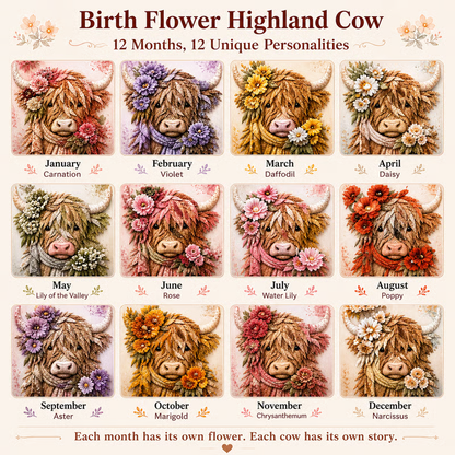 🔥 LAST DAY · 49% OFF Highland Cow 3D Fabric Art DIY Kit Pre-cut pieces—glue or stitch your own cozy birth-flower décor.
