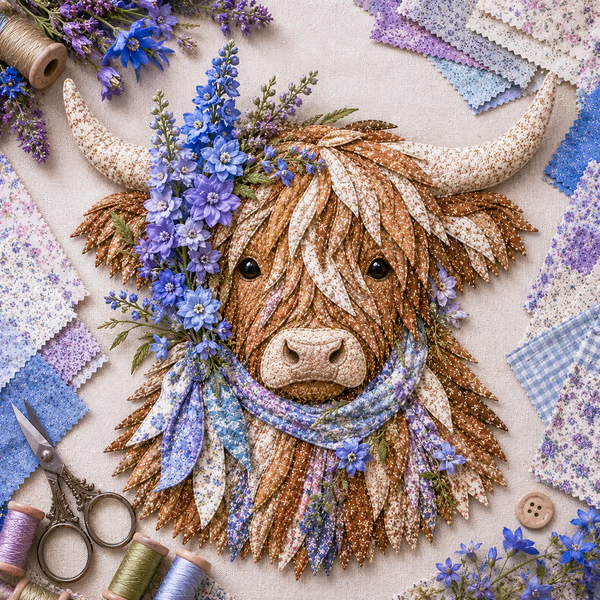 🔥 LAST DAY · 49% OFF Highland Cow 3D Fabric Art DIY Kit Pre-cut pieces—glue or stitch your own cozy birth-flower décor.