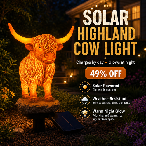 🔥Last Day 49% OFF -💡🐮 Solar Highland Cow Light