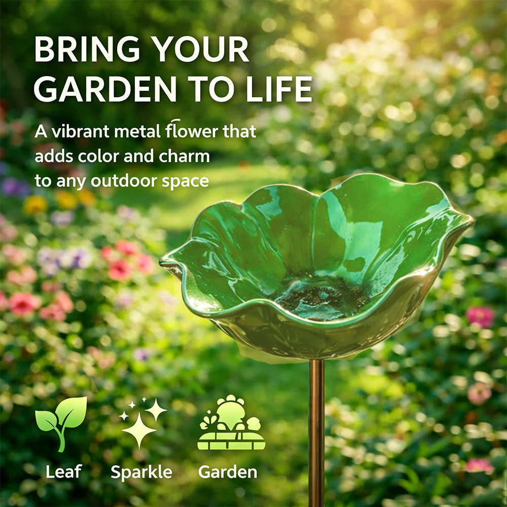 Rovinao™ 🌟Last Day Promotion🎁Handmade Metal Flower Garden Stake Bird Bath