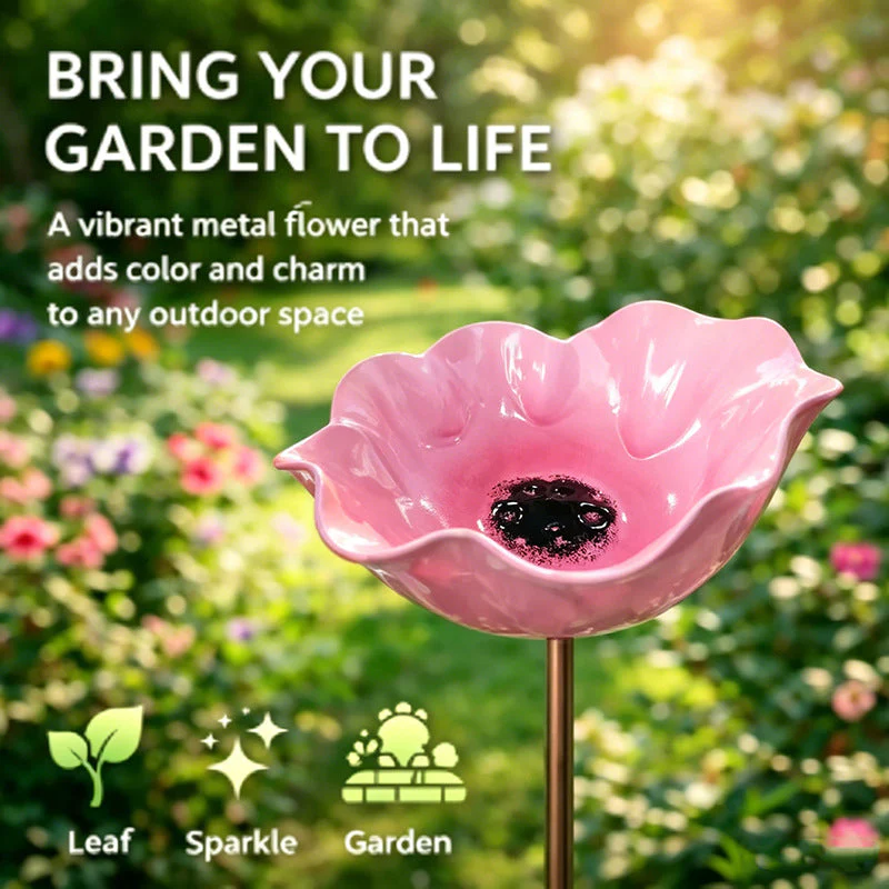 Rovinao™ 🌟Last Day Promotion🎁Handmade Metal Flower Garden Stake Bird Bath