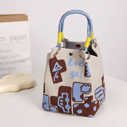👜Boho Woven Polyester Bucket Bag