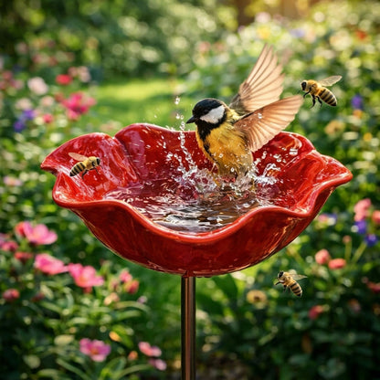 Rovinao™ 🌟Last Day Promotion🎁Handmade Metal Flower Garden Stake Bird Bath