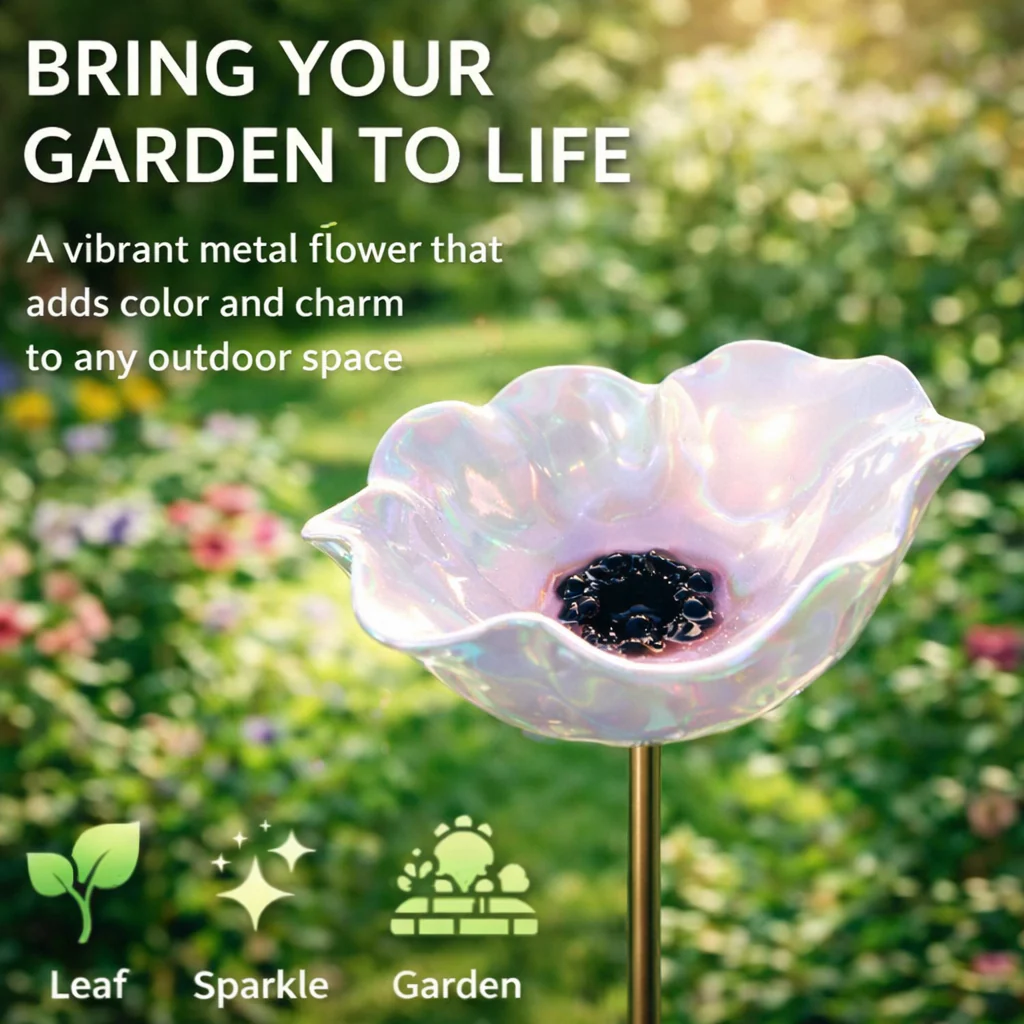 Rovinao™ 🌟Last Day Promotion🎁Handmade Metal Flower Garden Stake Bird Bath