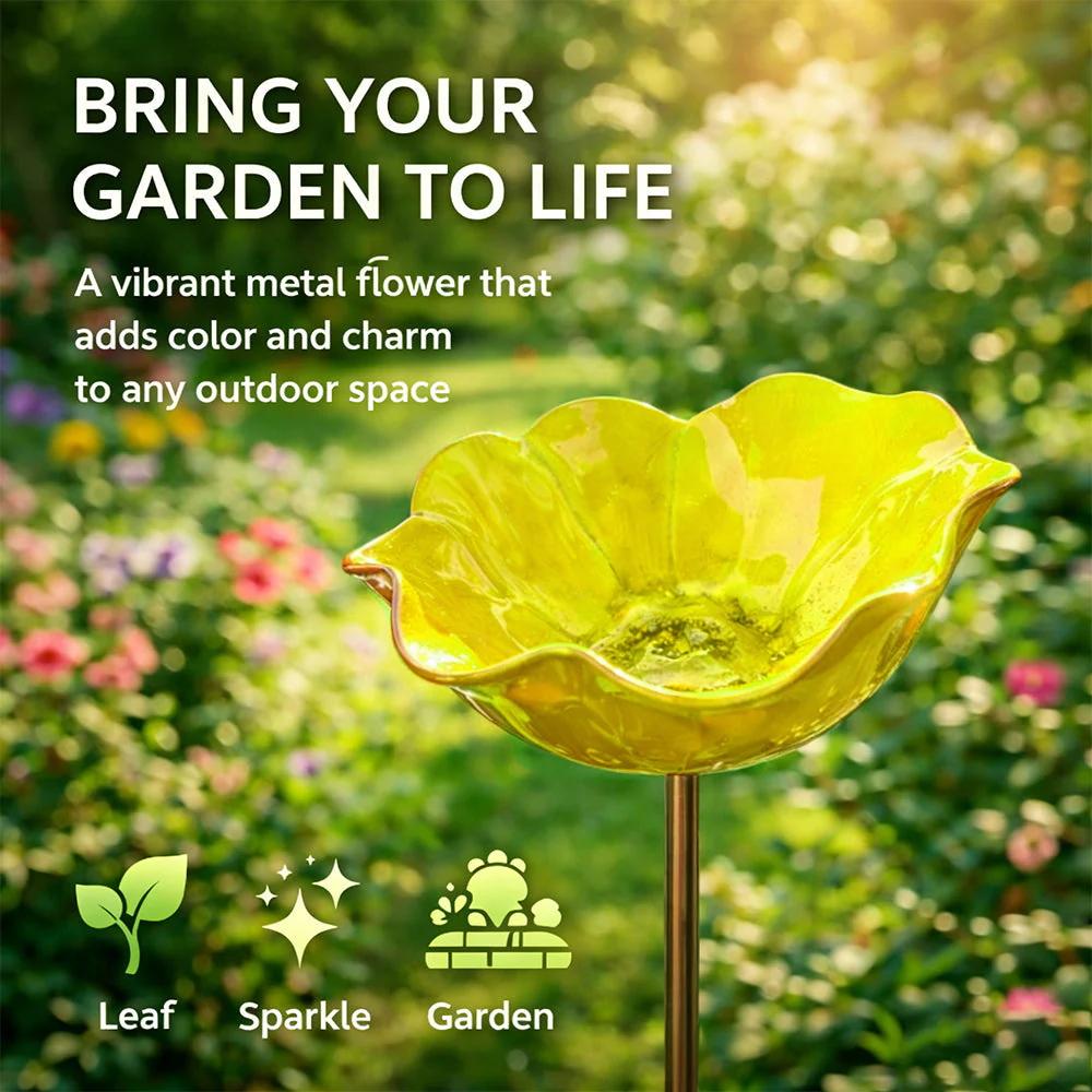 Rovinao™ 🌟Last Day Promotion🎁Handmade Metal Flower Garden Stake Bird Bath
