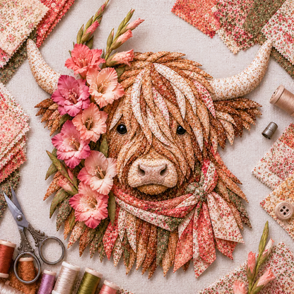 🔥 LAST DAY · 49% OFF Highland Cow 3D Fabric Art DIY Kit Pre-cut pieces—glue or stitch your own cozy birth-flower décor.